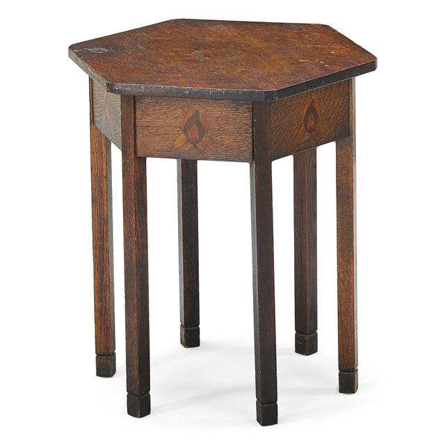 Stickley Brothers, ‘Rare And Early Inlaid Stand, Grand Rapids, MI’, ca. 1902, Rago/Wright
