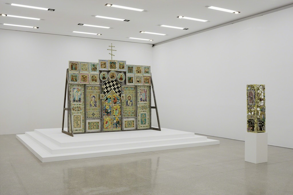 Ausstellungsansicht / Exhibition view
Pattern and Decoration. Ornament als Versprechen / Ornament as Promise,
mumok Museum moderner Kunst Stiftung Ludwig Wien,
23. Februar bis 8. September 2019 / February 23 to September 8, 2019
Thomas Lanigan-Schmidt, Iconostasis (1977/78), A Rite of Passage: The Leprechaun (a Mischievous Irish Fairy) and the Puerto Rican Prince (1974–85)
Photo: Stephan Wyckoff
© mumok Ausstellungsansicht / Exhibition view
Pattern and Decoration. Ornament als Versprechen / Ornament as Promise,
mumok Museum moderner Kunst Stiftung Ludwig Wien,
23. Februar bis 8. September 2019 / February 23 to September 8, 2019
Thomas Lanigan-Schmidt, Iconostasis (1977/78), A Rite of Passage: The Leprechaun (a Mischievous Irish Fairy) and the Puerto Rican Prince (1974–85)
Photo: Stephan Wyckoff
© mumok