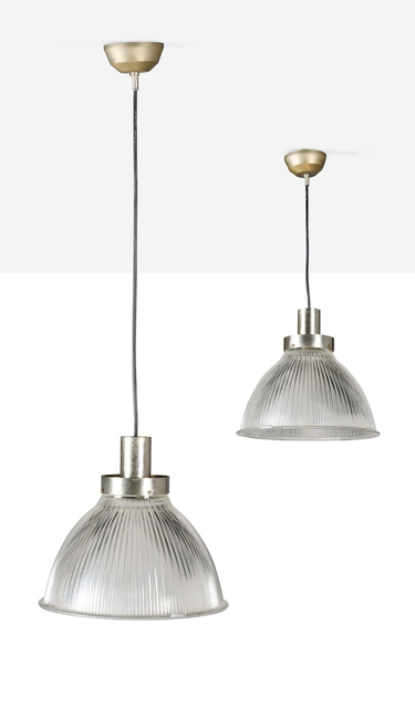 ‘2 pendant lights’, Circa 1970, Design/Decorative Art, Glass, steel, Aguttes