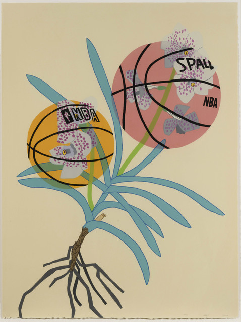 Jonas Wood, ‘Double Basketball Orchid 2 (State I)’, 2020, Print, Lithograph, Leslie Sacks Gallery