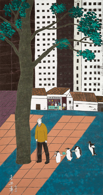 Chu Hing Wah, ‘The Penguin Walking Party’, 2016, Painting, Chinese ink & colour on rice paper, Alisan Fine Arts