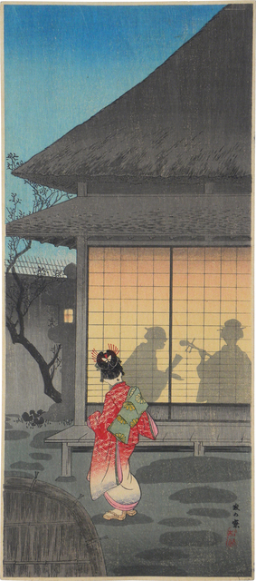 Hiroaki Takahashi (Shotei), ‘Tea Pavilion in the Night’, ca. 1927-35, Print, Woodblock print, Scholten Japanese Art