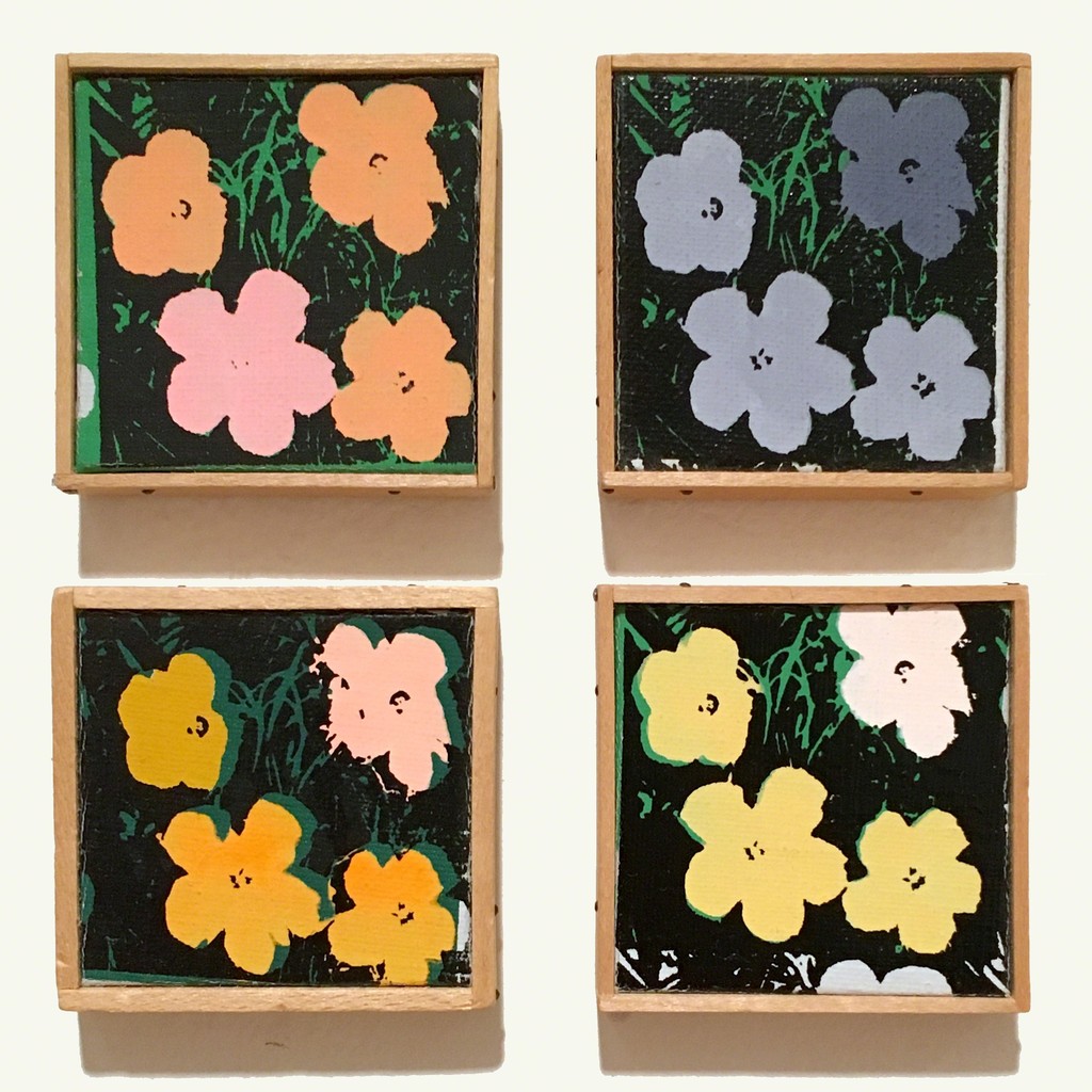 Richard Pettibone
Suite of 4 Andy Warhol Flower Appropriations, 1971
each silkscreen & acrylic on linen in Artist's frame
Each signed in pen on verso Richard Pettibone
Suite of 4 Andy Warhol Flower Appropriations, 1971
each silkscreen & acrylic on linen in Artist's frame
Each signed in pen on verso
