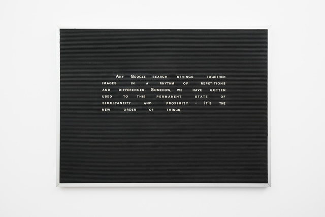 Joachim Coucke, ‘The new order of things’, 2014, Sculpture, Textboard, plastic letters, aluminium frame, Tatjana Pieters