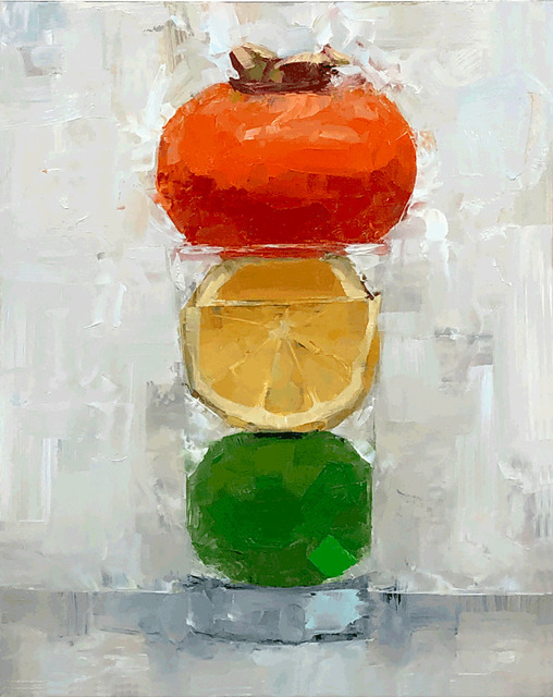 Tom Giesler, ‘Floral 39: persimmon lemon lime’, 2020, Painting, Oil on panel, McVarish Gallery