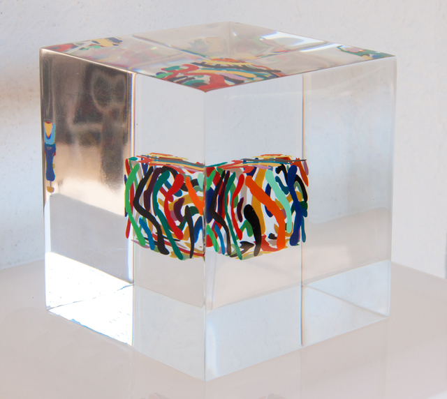 Susi Kramer, ‘Dancing lines ’, 2020, Sculpture, Painted cube cast in acrylic glass, Claudine Gil