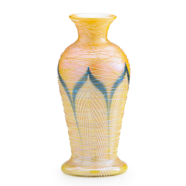 ‘Quezal, Small Pulled-Feather Vase With Threading, New York’, Early 20th C., Rago/Wright