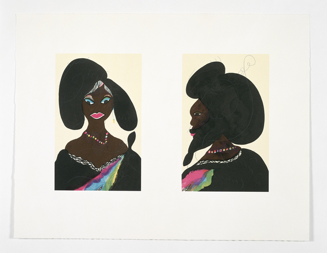 Chris Ofili, ‘Afro Harlem Muses’, 2005, Print, Lithograph (diptych printed on single sheet of paper), Friends Seminary Benefit Auction