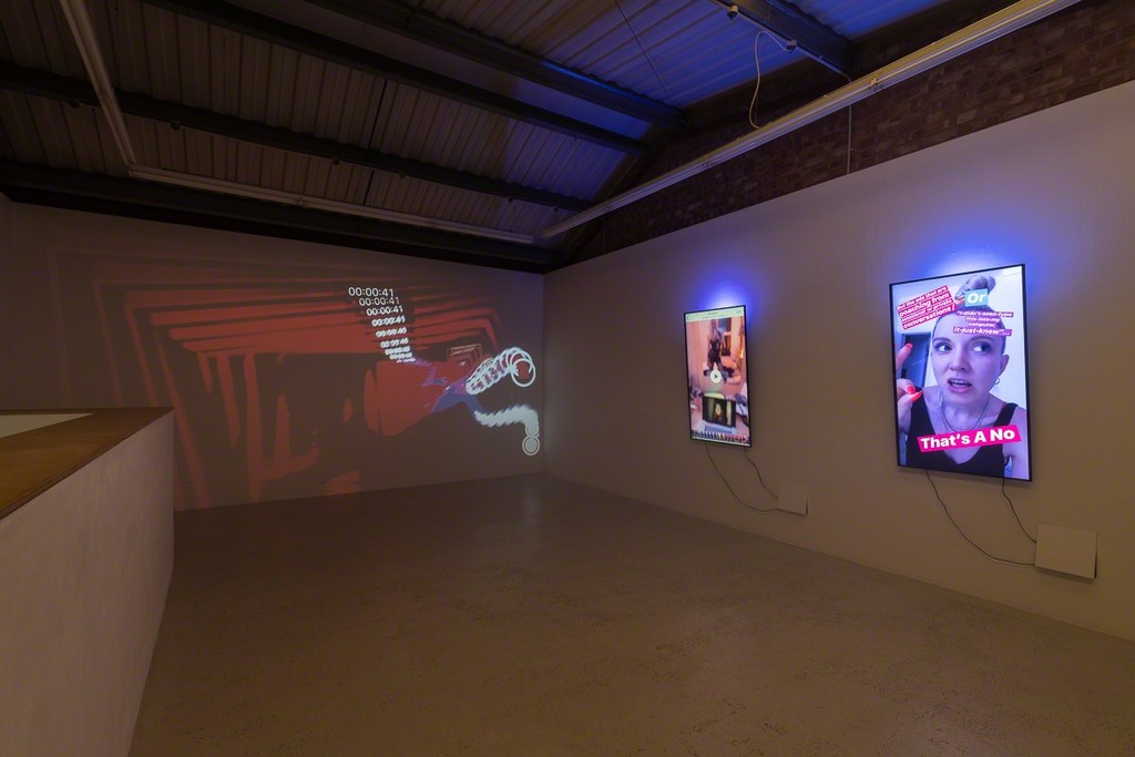 Installation view of Signe Pierce “Digital Streams of an Uploadable Consciousness : Stories 2016-2019” at Annka Kultys Gallery, London 2019. Photo: Annka Kultys Gallery (Damian Griffiths) Installation view of Signe Pierce “Digital Streams of an Uploadable Consciousness : Stories 2016-2019” at Annka Kultys Gallery, London 2019. Photo: Annka Kultys Gallery (Damian Griffiths)