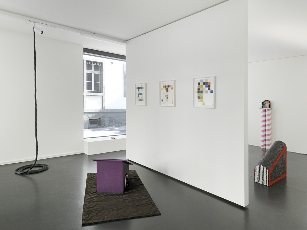 "Corde noire", "Bookshop" and the aquarells "E", "T" and "P". In the back: "Tome II (modernité") and "Paysagisme". "Corde noire", "Bookshop" and the aquarells "E", "T" and "P". In the back: "Tome II (modernité") and "Paysagisme".