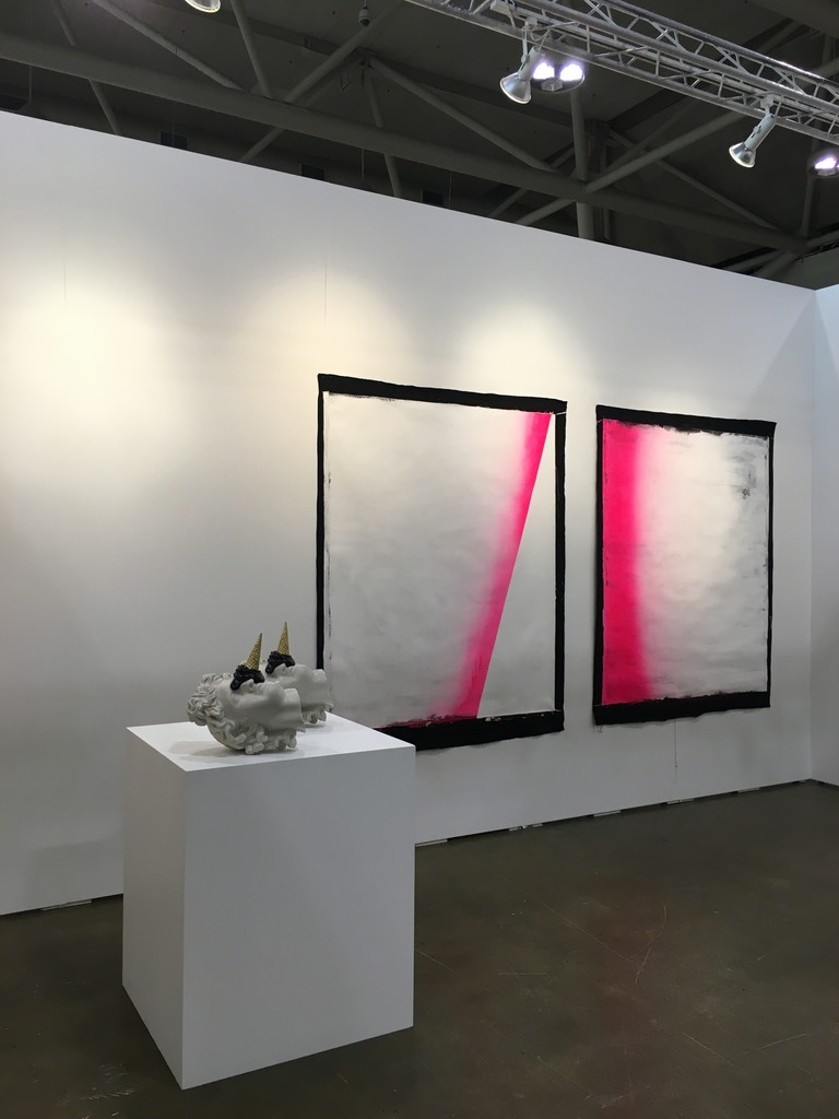 Abel Bentin, resin and marble dust sculptures with Ignacio Noguerol paintings from the series Empireo. Abel Bentin, resin and marble dust sculptures with Ignacio Noguerol paintings from the series Empireo.