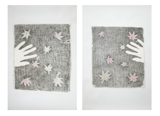 Jean-Luc Vilmouth, ‘Sans titre (Nature and Me)’, 2015, Drawing, Collage or other Work on Paper, Two drawings: incrustations and graphite on rice paper, Jousse Entreprise