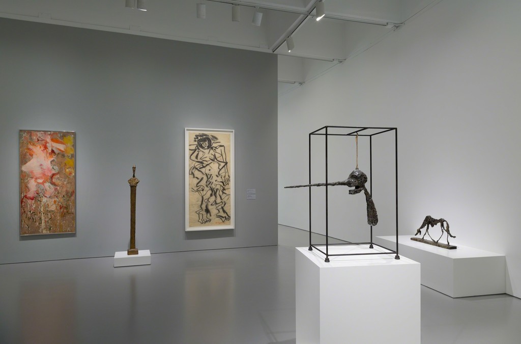 Installation view of Masterworks from the Hirshhorn Collection at the Hirshhorn Museum and Sculpture Garden, 2016. Left to right: Willem de Kooning, Woman, 1964; Alberto Giacometti, Bust of Diego on a Stele II, 1958; Willem de Kooning, Woman, 1964; Alberto Giacometti, The Nose, 1947, revised 1949, cast c. 1960–65; Alberto Giacometti, Dog, 1951, cast 1957.
Photo: Cathy Carver Installation view of Masterworks from the Hirshhorn Collection at the Hirshhorn Museum and Sculpture Garden, 2016. Left to right: Willem de Kooning, Woman, 1964; Alberto Giacometti, Bust of Diego on a Stele II, 1958; Willem de Kooning, Woman, 1964; Alberto Giacometti, The Nose, 1947, revised 1949, cast c. 1960–65; Alberto Giacometti, Dog, 1951, cast 1957.
Photo: Cathy Carver