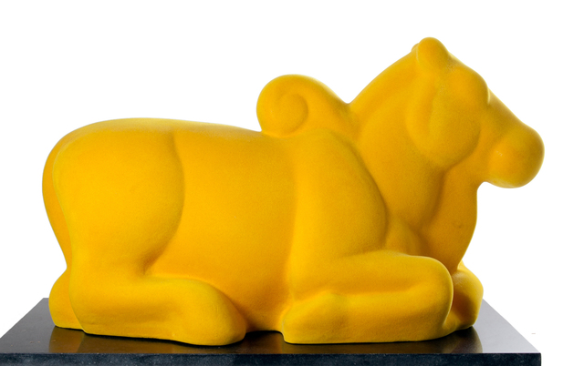 Arunkumar H. G., ‘Nandi in yellow’, 2008, Sculpture, Velvet on fiberglass, Museum of Art & Photography