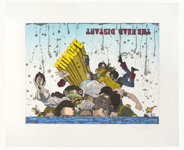 Enrique Chagoya, ‘Untitled (The Near Distant Jungle)’, 2014, Print, Color etching on two copper plates, San Francisco Cinematheque Benefit Auction