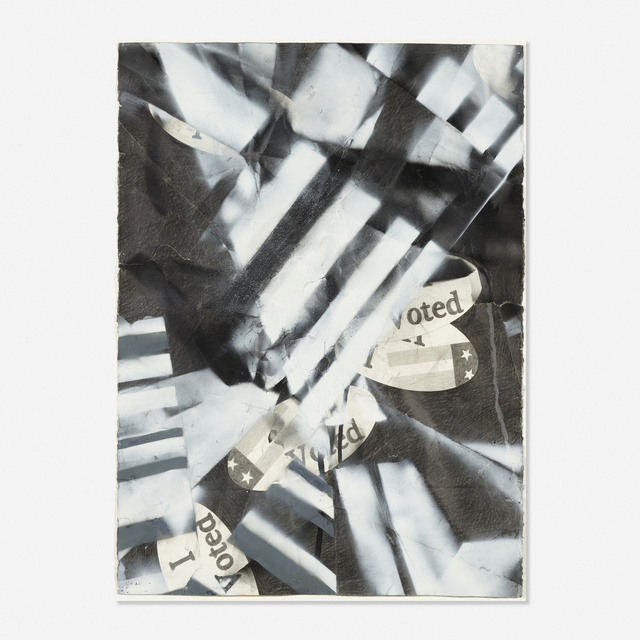 Karl Haendel, ‘I Voted (2008) with spray #1’, 2008, Drawing, Collage or other Work on Paper, Charcoal, graphite and spray paint on paper, Rago/Wright