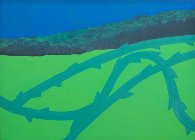 Derrick Greaves, ‘Landscape with Thorns’, 2018, Painting, Acrylic on canvas, James Hyman Gallery