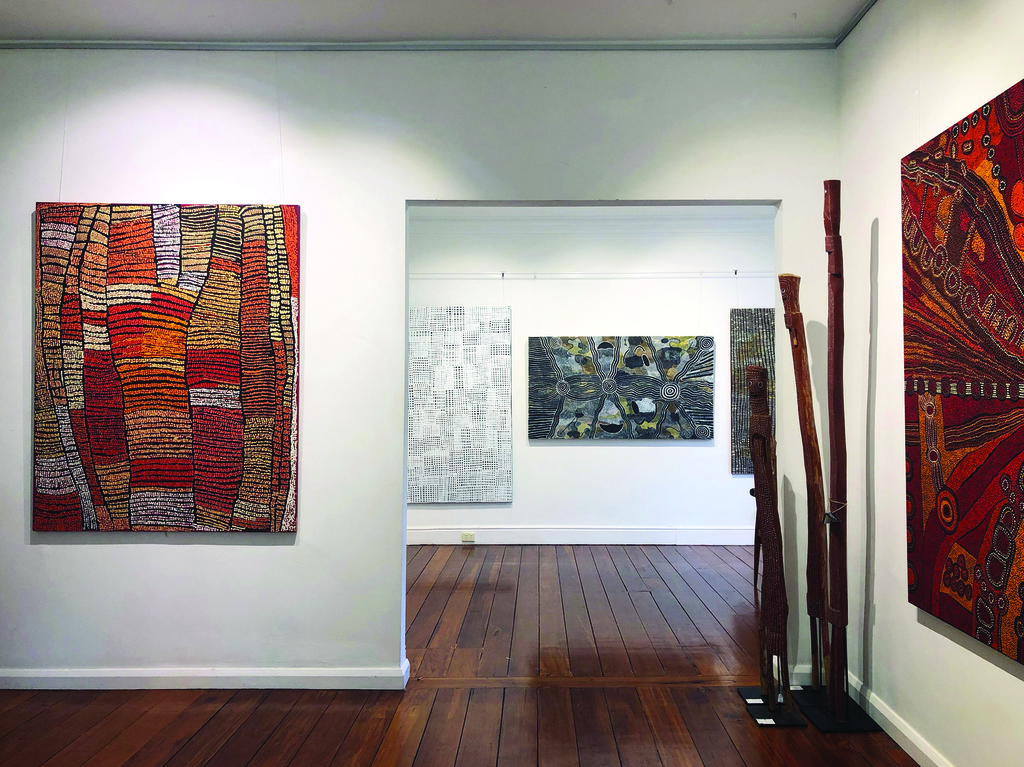 Cooee Art is Australia’s oldest exhibiting Indigenous art gallery. Since first working with Aboriginal artists in 1981, it has presented the finest Australian Aboriginal art through exhibitions and events in Australia, Europe and the Americas. With more that 3000 works of art by over 150 individual artists its extensive stockroom encompasses a wide range of regional and individual styles. Cooee Art is Australia’s oldest exhibiting Indigenous art gallery. Since first working with Aboriginal artists in 1981, it has presented the finest Australian Aboriginal art through exhibitions and events in Australia, Europe and the Americas. With more that 3000 works of art by over 150 individual artists its extensive stockroom encompasses a wide range of regional and individual styles.