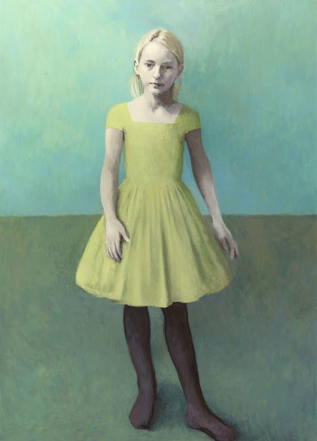 Claerwen James, ‘Girl With Pale Hair and a Pale Green Dress’, 2018, Painting, Oil on canvas, Flowers