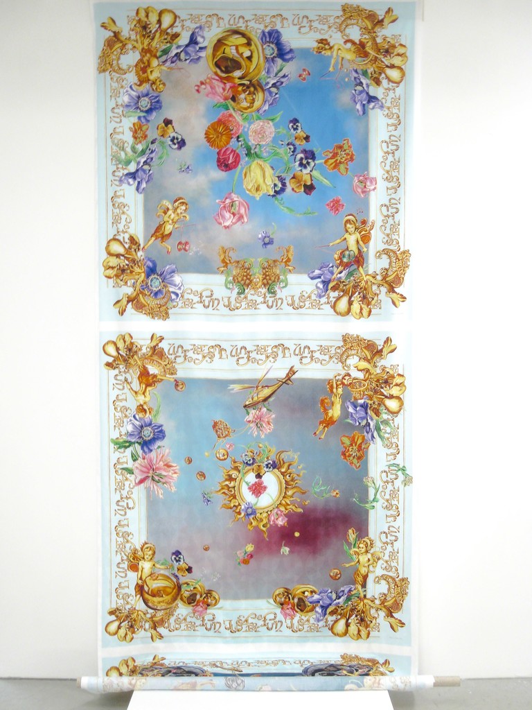 Copa & Sordes, "just for fun", inkjet on damask, three parts, 2012 | image: ©dasesszimmer Copa & Sordes, "just for fun", inkjet on damask, three parts, 2012 | image: ©dasesszimmer
