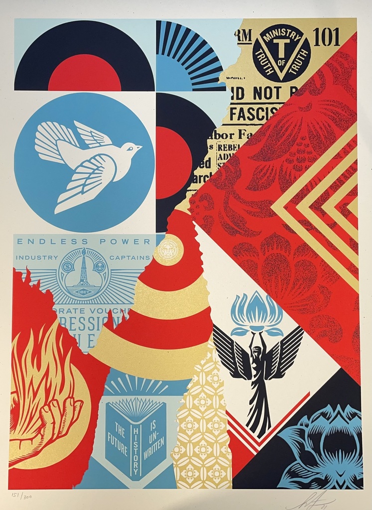 The Future is Unwritten Collage Shepard Fairey Screen Print