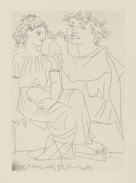 Pablo Picasso, ‘Flûtiste et jeune fille au tambourin, from: La Suite Vollard’, 1934, Christie's