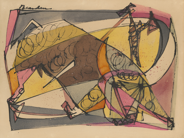 Romare Bearden, ‘Weary of Treading the Earth ’, 1946, Drawing, Collage or other Work on Paper, Ink and watercolor on paper, Dolan/Maxwell