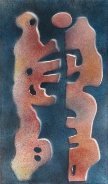 Hamed Abdalla, ‘LOVERS (FROM THE SHANDAWILI SERIES)’, 1960, Painting, Acrylic spray on paper laid on board, Mark Hachem Gallery
