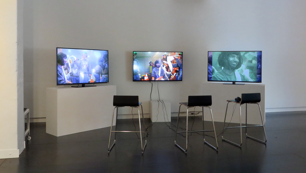 Comma Boat (still), 2013 by Ryan Trecartin, presented as three channel movie installation at Upfor. Work lent for exhibition courtesy the artist and Regen Projects Los Angeles/Andrea Rosen Gallery New York. Comma Boat (still), 2013 by Ryan Trecartin, presented as three channel movie installation at Upfor. Work lent for exhibition courtesy the artist and Regen Projects Los Angeles/Andrea Rosen Gallery New York.