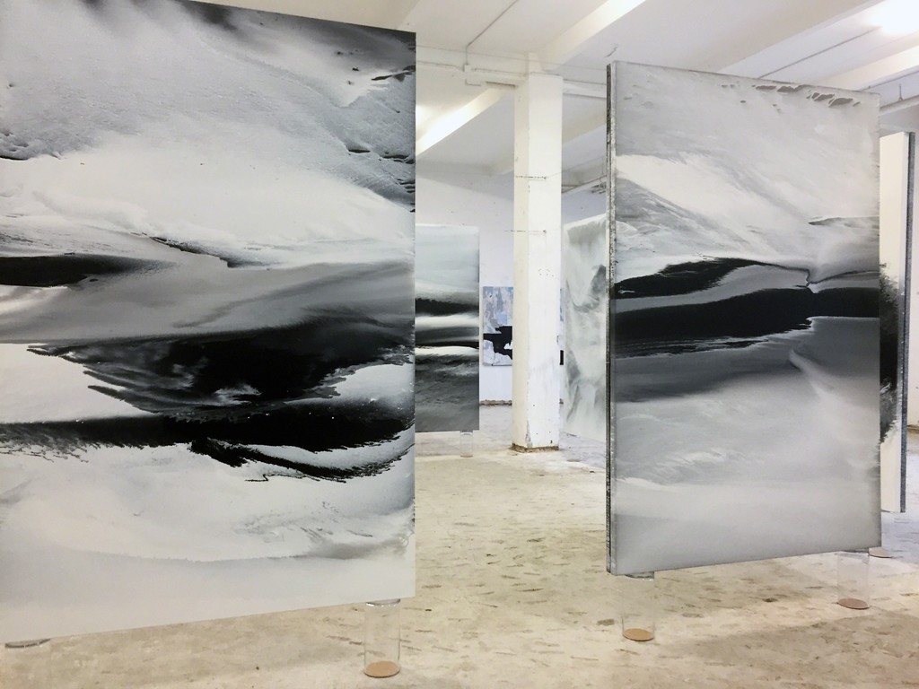 View into the exhibition with several of her 240 x160 cm paintings; photo: gallery View into the exhibition with several of her 240 x160 cm paintings; photo: gallery