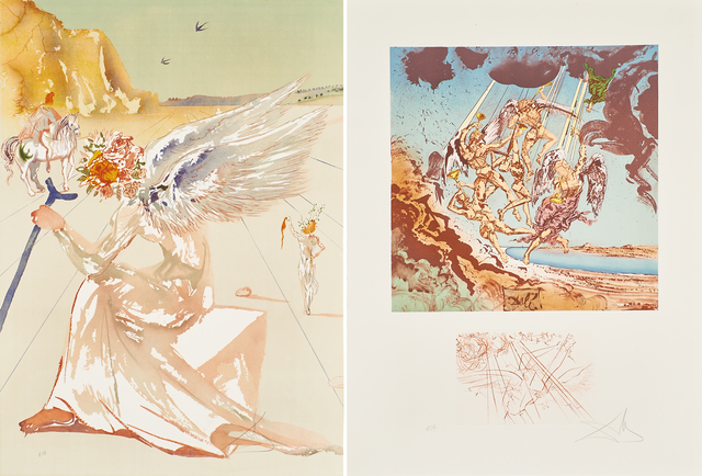 Salvador Dalí, ‘Return of Ulysses/Helen of Troy from Hommage à Homère’, 1977, Print, Two lithographs in colors in hardcover portfolio, Rago/Wright