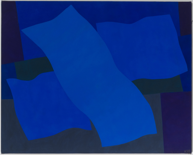 Margo Hoff, ‘Flying Blue’, 1979, Painting, Acrylic, canvas collage on canvas, Peyton Wright Gallery