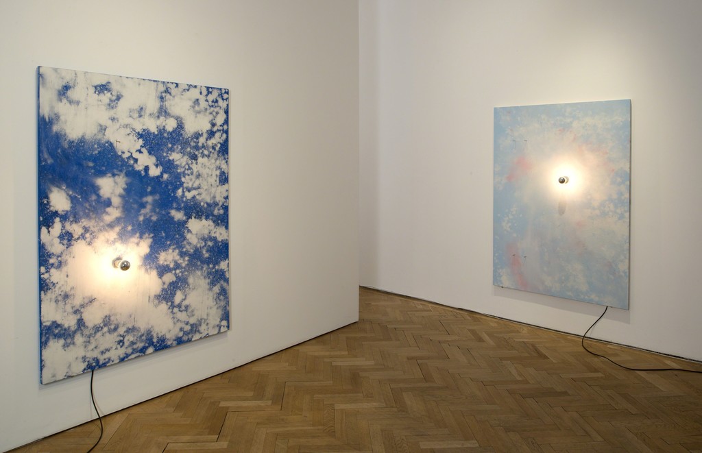 Sky Lights, 2015, Chalk on painted board, chromed light bulb, nails, electrical fixings, 160 x 110 cm Sky Lights, 2015, Chalk on painted board, chromed light bulb, nails, electrical fixings, 160 x 110 cm