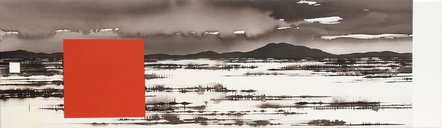 David Middlebrook, ‘Approaching Rain, Central Australia’, 2018, Painting, Ink and enamel on canvas, Art Atrium