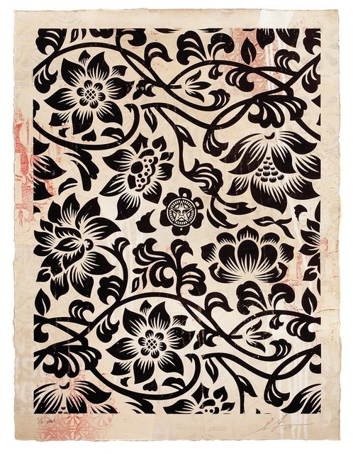 Shepard Fairey (OBEY), ‘Floral Takeover (Black/Cream)’, 2017, Galerie Ernst Hilger