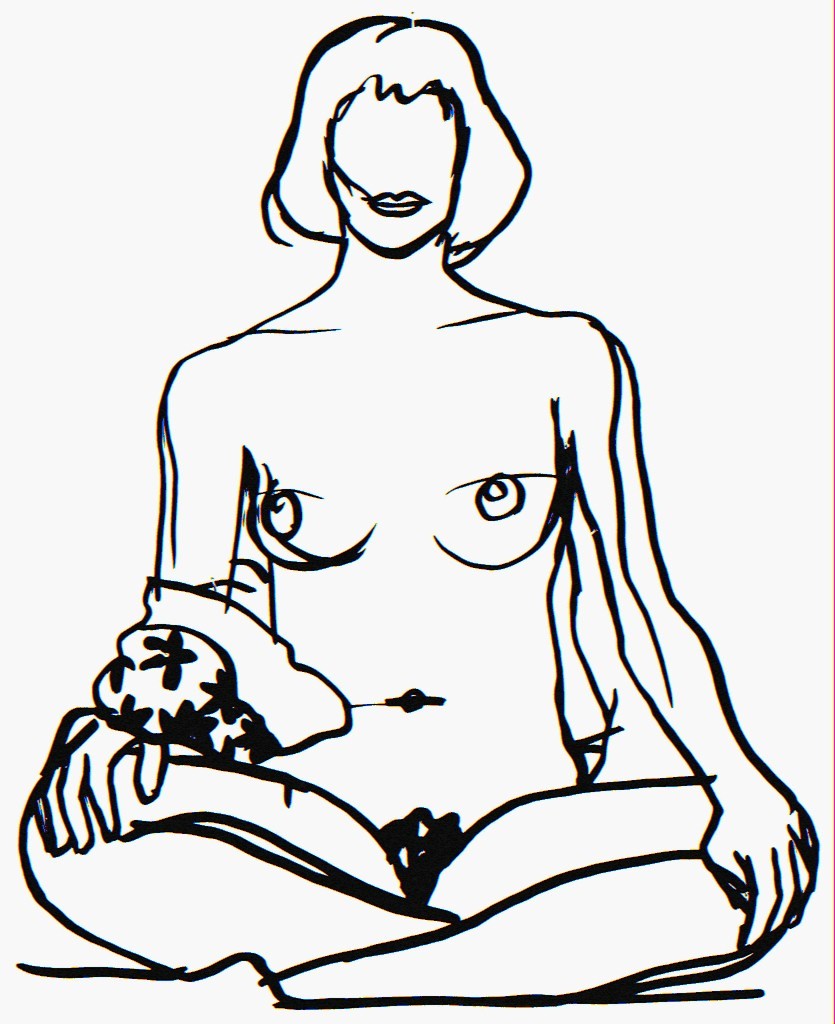 Tom Wesselman - Monica Sitting Cross Legged with Robe
