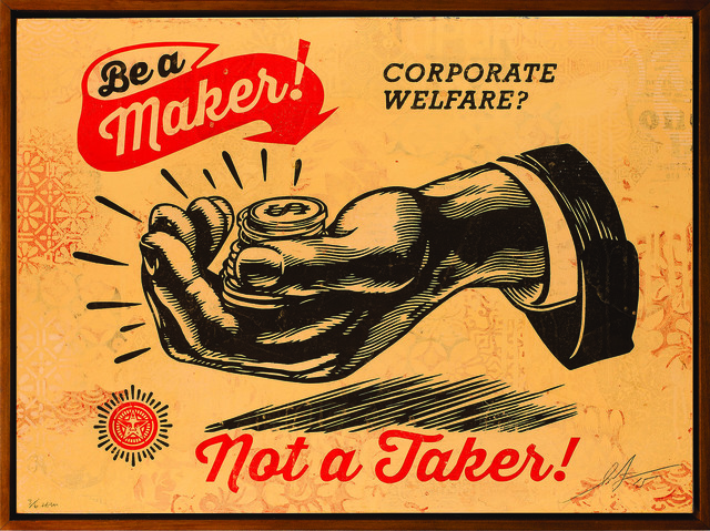 Shepard Fairey (OBEY), ‘Corporate Welfare’, 2015, Underdogs Gallery