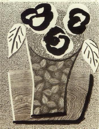 David Hockney - Three black flowers