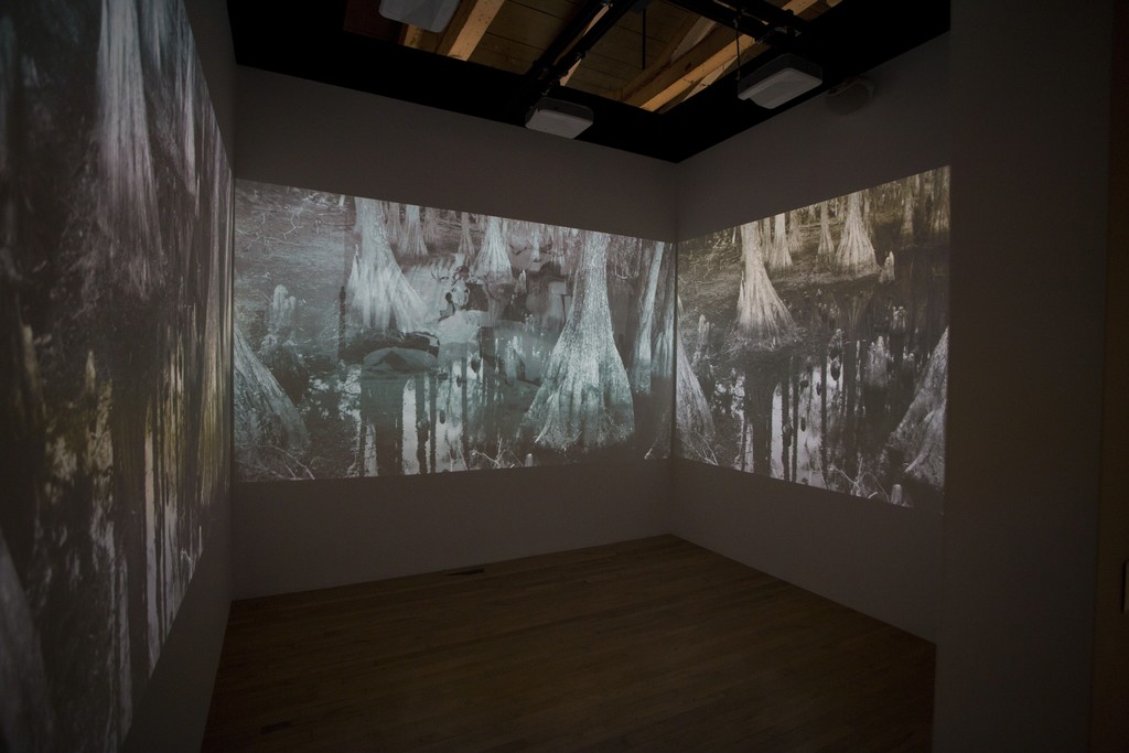 Installation view of Allison Janae Hamilton, Pitch, at MASS MoCA, March 2018. Photo by David Dashiell. Courtesy of the artist. Installation view of Allison Janae Hamilton, Pitch, at MASS MoCA, March 2018. Photo by David Dashiell. Courtesy of the artist.