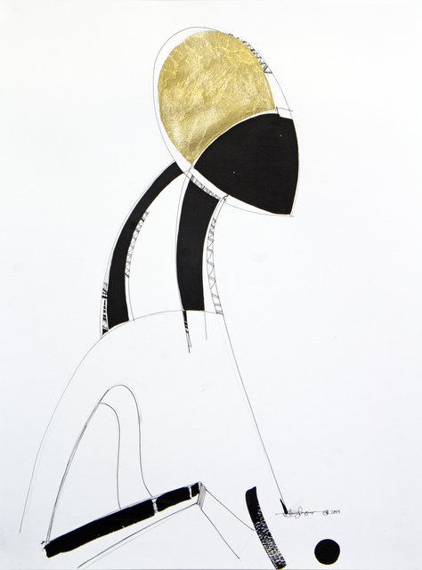 Niyi Olagunju, ‘Baga Nimba #11’, 2019, Drawing, Collage or other Work on Paper, Pen, Ink and Gold Leaf on Paper, TAFETA