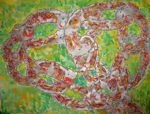 Maija Peeples-Bright, ‘Frolicking Cats, Outsider Artist Glitter Painting’, 20th Century, Lions Gallery