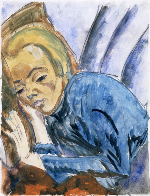 Erich Heckel, ‘Resting Woman (Siddi Heckel)’, 1913, Drawing, Collage or other Work on Paper, Watercolor, gouache and charcoal on heavy white wove paper., Galerie St. Etienne