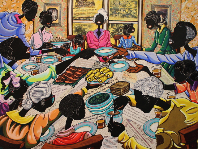 Leroy Campbell, ‘Give and Take’, 2018, Painting, Acrylic, Pastels and Collage on Canvas, Richard Beavers Gallery