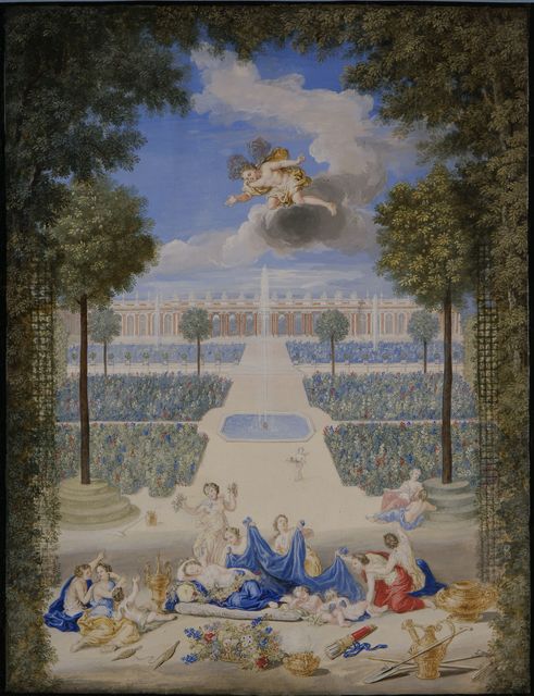 Jean Cotelle, ‘Vue des parterres du Grand Trianon avec Flore et Zephyr (View of the Grand Trianon with Flora and Zephyr)’, 1687, Château de Versailles