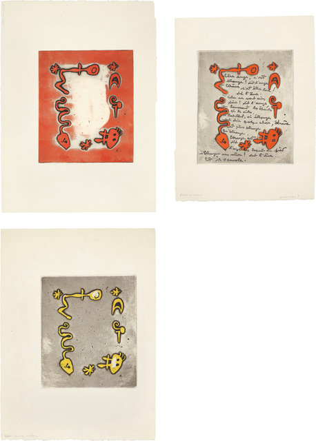 Joan Miró, ‘Ruthven Todd Album, Poem for Diane Bouchard: three impressions’, 1947, Phillips
