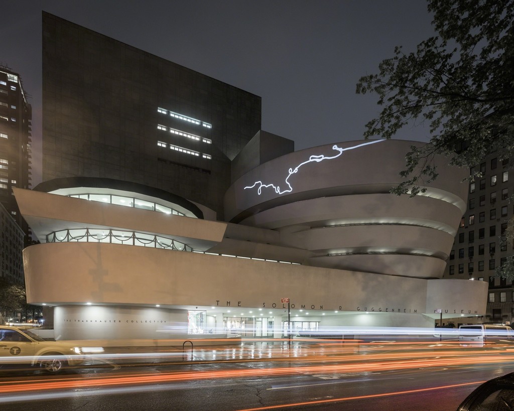 Agnieszka Kurant, End of Signature, 2015, site-specific projection. Solomon R. Guggenheim Museum, New York, Gift of the artist 2015.12. Installation view: Storylines: Contemporary Art at the Guggenheim, Solomon R. Guggenheim Museum, New York, June 5 - September 9, 2015. Photo: Kristopher McKay © Solomon R. Guggenheim Museum, New York Agnieszka Kurant, End of Signature, 2015, site-specific projection. Solomon R. Guggenheim Museum, New York, Gift of the artist 2015.12. Installation view: Storylines: Contemporary Art at the Guggenheim, Solomon R. Guggenheim Museum, New York, June 5 - September 9, 2015. Photo: Kristopher McKay © Solomon R. Guggenheim Museum, New York