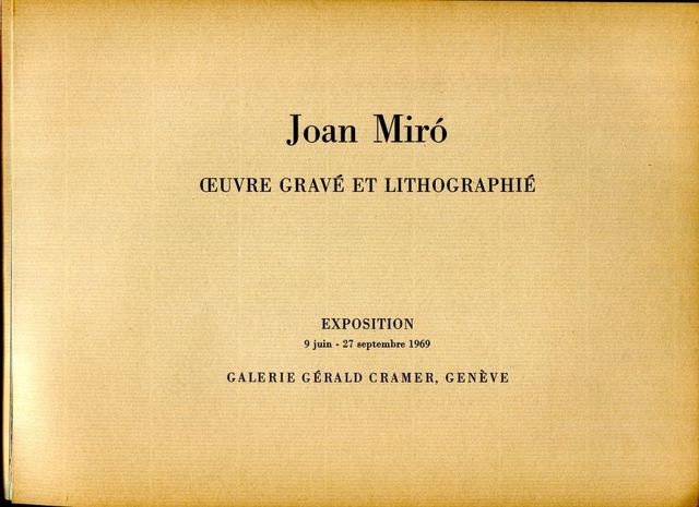 Joan Miró, ‘Joan Mirò, Oeuvre Gravé et Lithographié’, 1969, Wallector
