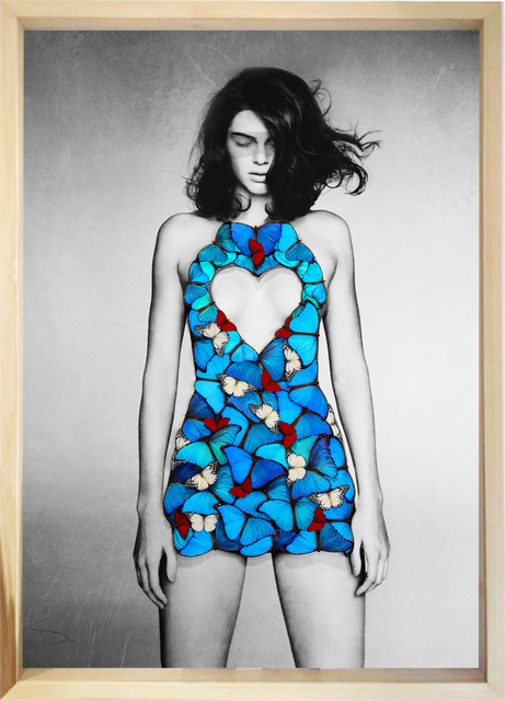 SN, ‘Kendall Heart ’, 2019, Painting, Mixed media and mounted butterflies on fine art paper., Eden Fine Art