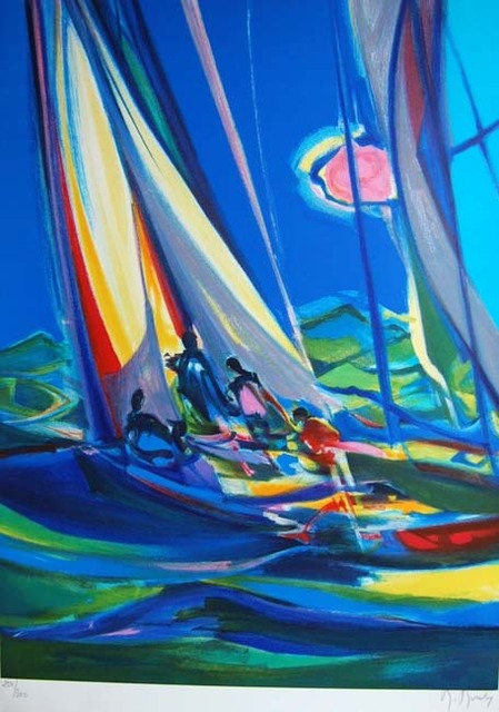 Marcel Mouly, ‘Yachtmen Au Ciel Bleu ’, 2004, Print, Lithograph on Wove Paper, Baterbys