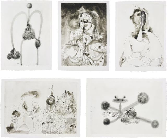 George Condo, ‘More Sketches of Spain - for Miles Davis: five plates’, 1991, Print, Five etching and aquatints, on Guarro paper, with full margins., Phillips